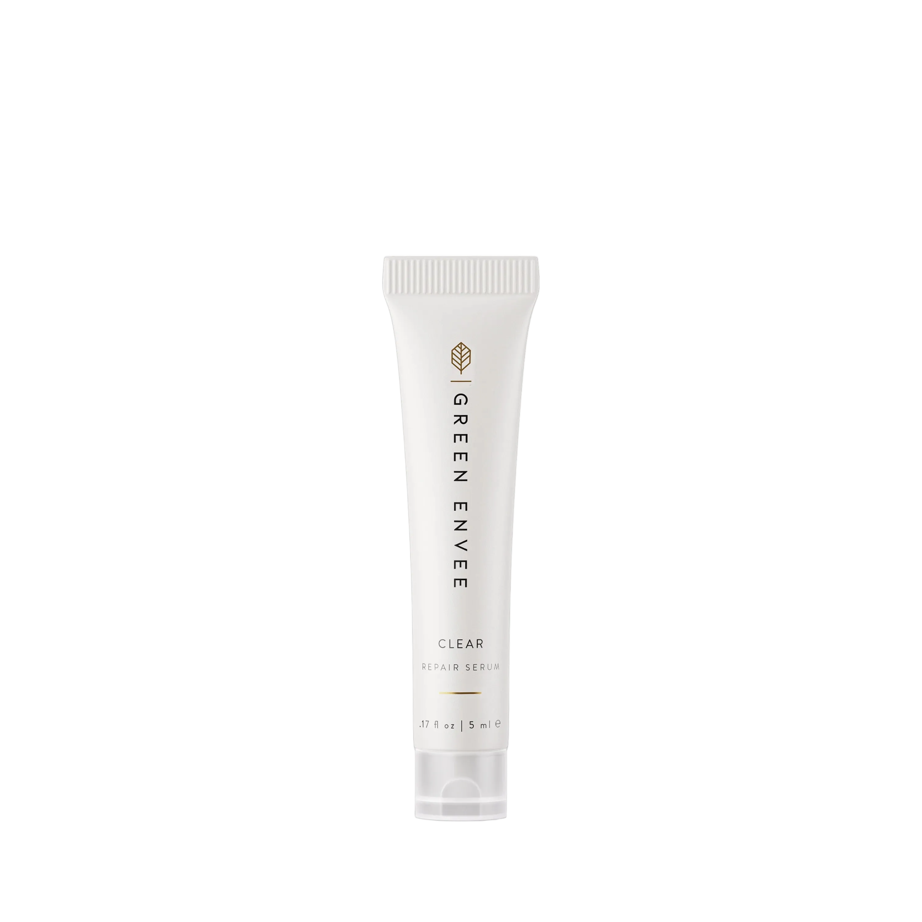 White skincare serum tube with 'Green Envee' branding on a white background